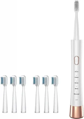 Image de Brosse à dents électrique avec 6 têtes de brosse, 5 vitesses et une batterie lithium-ion