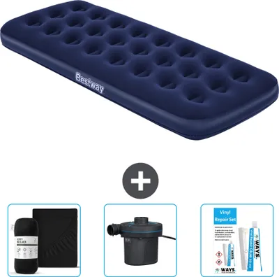 Immagine prodotto di Materasso gonfiabile Bestway - 1 persona - 76 x 185 x 22 cm - Blu - Accessori inclusi