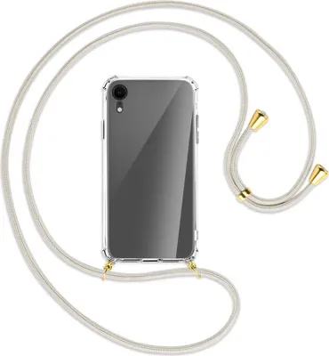 Produktbild von Handykette Backcover-Schutzhülle mit Band (Metall goldfarben) für Apple iPhone XR - broken white