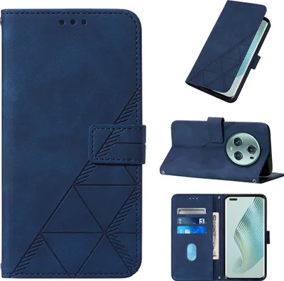 Produktbild von Hülle für Honor Magic5 Pro Prägung Flip Leder Kartenfächer Schutzhülle mit Ständer Blau