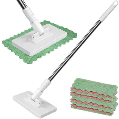 Immagine prodotto di Mop in microfibra con 4 panni, mop per pavimenti con manico, mop con manico da 100 cm - SWEEPI