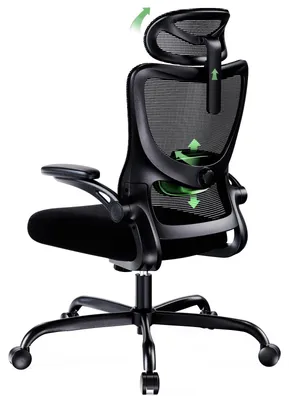 Produktbild von Marsail Bürostuhl Ergonomisch Schreibtischstuhl:Verstellbarer Kopfstütze Lendenwirbelstütze Klappbaren 3D Armlehnen,Computerstuhl hat Höhenverstellung,Dickes Sitzkissen,Drehstuhl Bis 300LB Belastbar –