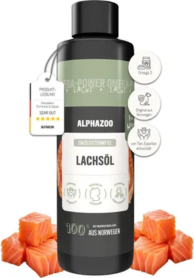 Produktbild von Premium Lachsöl 250 ml für Hunde+Katzen, natürliches Omega 3 Fischöl