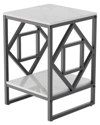 Obrázek produktu pro Dvoupatrový odkládací stolek, moderní design, odolná konstrukce, BÍLÁ