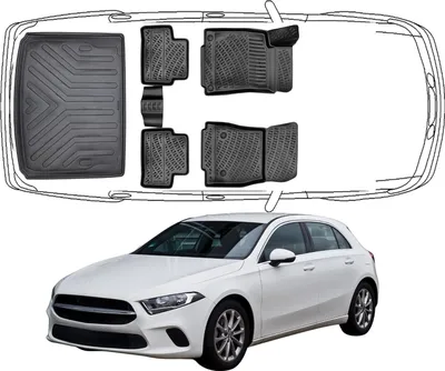 Produktbild von 3D Fußmatten & Kofferraumwanne Auto Set Kompatibel mit Mercedes A Klasse W177 HB