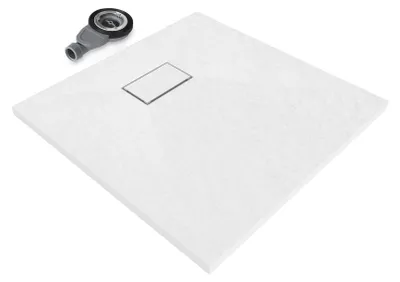 Produktbild von i-flair SMC Duschwanne 80x80 cm – 26 mm flach inkl. Ablaufgarnitur mit Deckel, Weiß