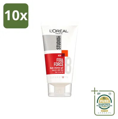 Image de 10 x L'Oréal Paris Studio Line Essentials Fix & Force Gel, fixation super forte, 150 ml - Pack de 10
