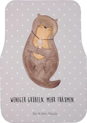 Produktbild von Mr. & Mrs. Panda Automatte Otter Muschel - Grau Pastell - Geschenk, Fußmatte Auto, Autoteppich, Träumen, Optimistisch, Positiv, Fürs, Motivation, Teppich