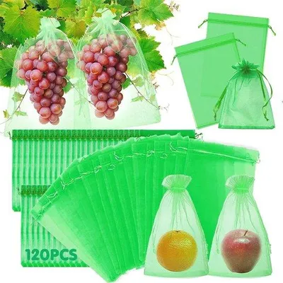 Productafbeelding van Druivenbeschermzakken 120 stuks - Fruitbescherming met Trekkoord 20x30 cm