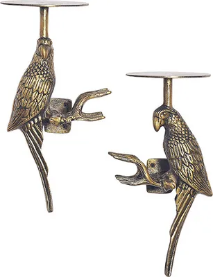 Produktbild von riess-ambiente 2er Set Wandgarderobe WILDLIFE BIRDS 45cm gold Metall Hammerschlag Design handmade