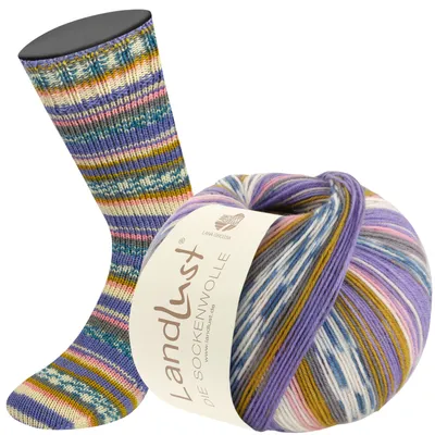 Produktbild von Lana Grossa LANDLUST DIE SOCKENWOLLE 100 g 4-fach Sockenwolle von Lana Grossa und Landlust 420 m, Farbe:713 - Streifen/Jacquard