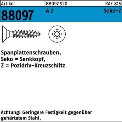 Produktbild von Reyher  Spanplattenschrauben A 2 3,5x 50-Z Senkkopf A 2 (200 Stück)
