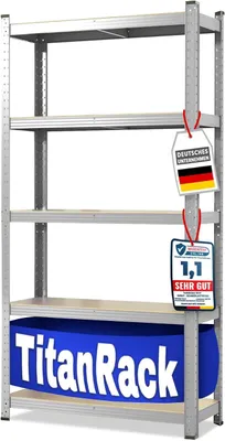 Produktbild von '- Schwerlastregal - | 6 Farben| - Kellerregal, Lagerregal, Regal mit Stahlgestell,bis 875 kg belastbar, 5 verstellbare Ablagen (: 180x90x40 cm, Verzinkt)