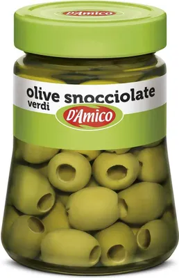 Produktbild von D'Amico Olive Verdi Snocciolate in Salamoia Entkernte Grüne Oliven in Salzlake 290g