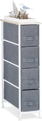 Immagine prodotto di Cassettiera a 4 scomparti in metallo e legno, grigia, 76 x 20 x 48 cm