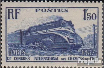 Produktbild von Briefmarken Frankreich 1937 Mi 346 mit Falz Eisenbahnkongreß