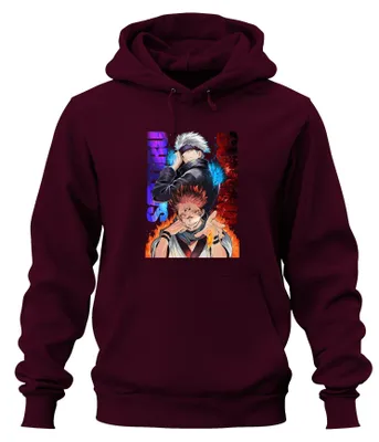 Obrázek produktu pro Jujutsu Kaisen Gojo Satoru Sukuna Flame Blindfold Gift Uni mikina s kapucí, Burgundy, L