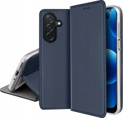 Zdjęcie produktu dla Etui Skórzane Zamykane Czarne MAGNETYCZNE CASE do Samsung A17 5G + SZKŁO