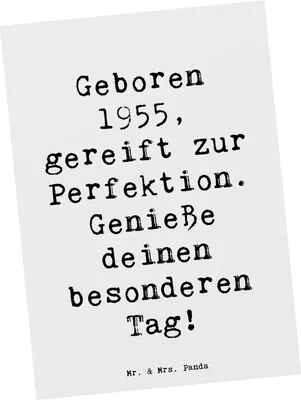 Produktbild von Mr. & Mrs. Panda Postkarte Spruch 1955 Geburtstag - Weiß - Geschenk, Lebensjahr, Jahrgang, Geburtsjahr, Fotokarte, Postkarten, Ansichtskarte, Erinnerungen, Ansichtskarten