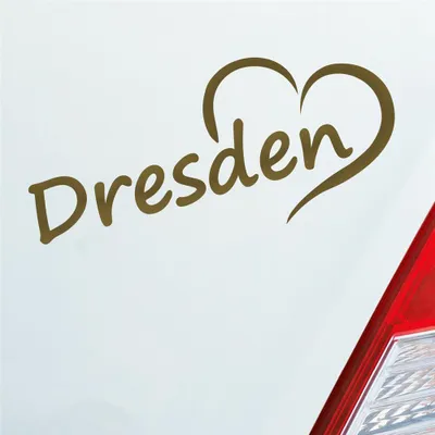 Produktbild von Auto Aufkleber Dresden Herz Stadt City Liebe Love Heimat 18x8 cm Gold Sticker Heckscheibenaufkleber