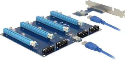 Image de DELOCK Riser Karte PCI Express x1 > 4 x PCIe x16 60cm USB