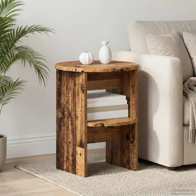 Image de vidaXL Meuble d'appoint en bois recyclé Ø 40 x 50 cm, aggloméré