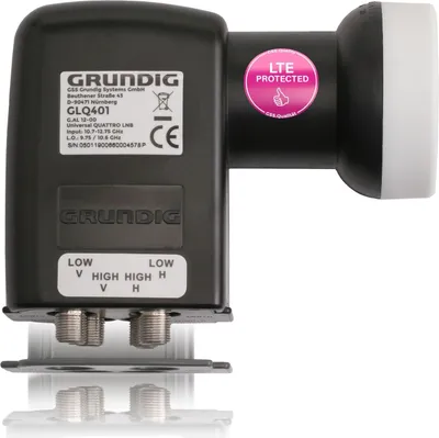 Produktbild von GSS Quattro LNB GLQ 401 für Multischalter + Aufdrehhilfe - mit LTE Filter, Full HD, UHD 4K, 0.1dB, HDTV, Wetterschutzkappe, kälte- & hitzebeständig