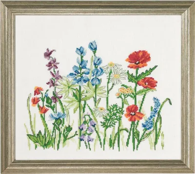 Produktbild von Permin Kreuzstich Stickpackung "Feldblumen", Zählmuster, 38x33cm, 90-0306