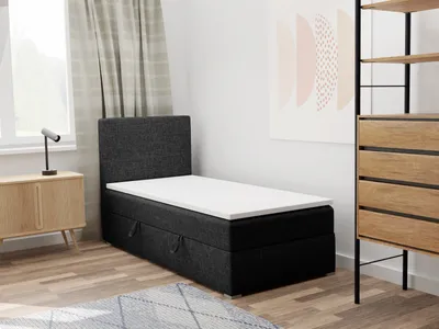 Produktbild von FEDVE Boxspringbett Einzelbett KOLORADO MINI mit Bettkästen Jugendbett mit Bonell-Matratze und Topper 100x200 Links