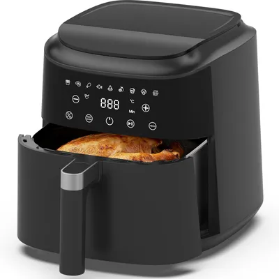 Immagine prodotto di Friggitrice ad aria 6L, display touch intuitivo, 9 programmi, rivestimento antiaderente, cestello lavabile in lavastoviglie