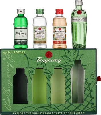 Produktbild von 4er Tanqueray Probierset Tanqueray London Dry Gin + Rangpur + Sevilla + No. Ten | 41,3 - 47,3 % vol | 4 x 0,05 l