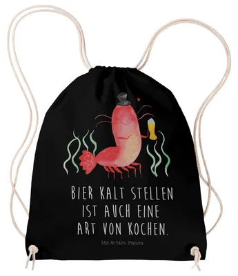 Produktbild von Mr. & Mrs. Panda Alltagstasche Hummer Weizen - Schwarz - Geschenk, Turnbeutel, Wirtschaft, wander rucksack, Kochen, Garnelen, Bier, Kneipe, mit kordel, Gasthaus, Meer