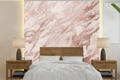 Produktbild von MuchoWow® Fototapete für Wohnzimmer oder Schlafzimmer Wandtapete Vinyl Motivtapete Marmor - Rose - Gold - Rosa - 350x350 cm - Schlafzimmertapete