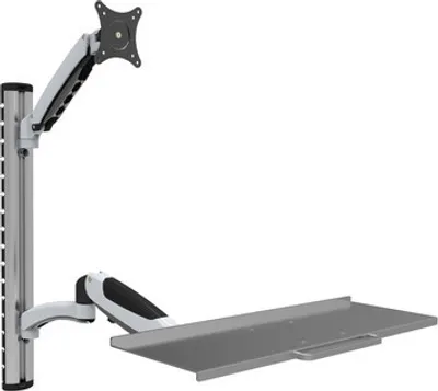 Immagine prodotto di Supporto a parete per 15"-27", con braccio e vassoio flessibile per tastiera