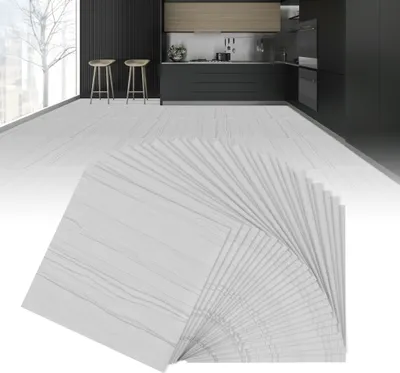 Obrázek produktu pro XMTECH PVC čtvercová podlahová krytina Samolepicí vinylová podlaha, DIY podlahová samolepka voděodolná, do kuchyně obývacího pokoje koupelny garáže, 30 x 30 cm, tloušťka: 1,5 mm, 27 kusů - 2,51 m², světle šedá