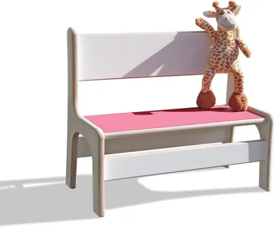 Produktbild von Weiße Kinderbank mit rosafarbener Sitzfläche