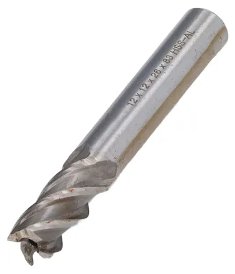 Produktbild von 4-schneidiger Fräser, Schnellarbeitsstahl, Schaftfräser mit geradem Schaft, 12 x 12 x 26 x 83 mm
