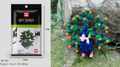 Zdjęcie produktu dla Figurka niebieskiego pawia – klocki modelarskie LNO Micro-Bricks