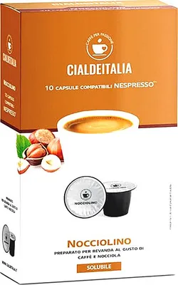Produktbild von Cialdeitalia - Nocciolino Kapseln kompatibel mit Nespresso Maschinen - Lösliche Kaffee Haselnuss Getränkekapseln - 120 Stück
