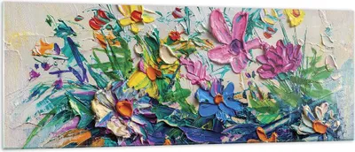 Produktbild von Bilder auf glas - Einteilig - Blumen die Farben pastos - 140x50cm - Glasbilder - Wandbilder - Bilder - zum Aufhängen bereit - Wanddekoration aus Glas - Glas Bilder - Wandbild auf Glas - GAB140x50-4521