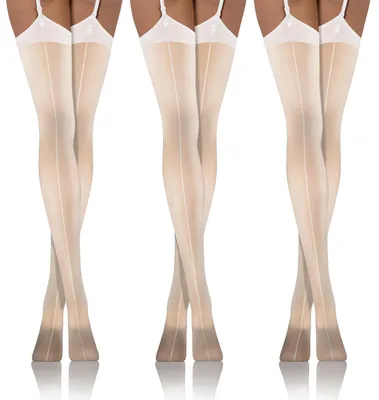 Productafbeelding van sesto senso 3-pack enkelsokken met naad achter, patroon, 20 denier. Maillot