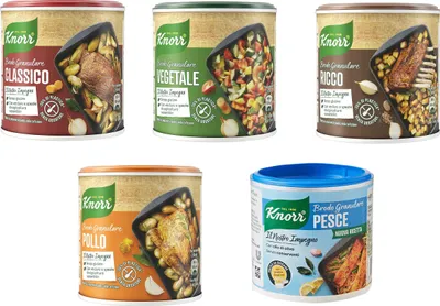 Produktbild von Testpaket Knorr Brodo Granulare pflanzliche granulierte Brühe 5x150g Geschmack für Ihre Gerichte Gluten-frei laktosefrei 100% Italienische Brühe