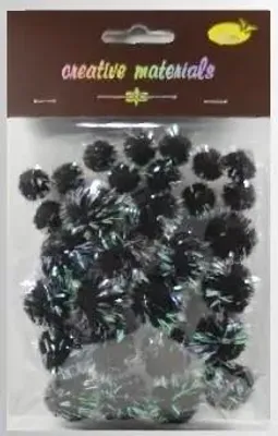 Immagine prodotto di Pompon glitterati neri 15x25 mm, 30 pezzi - Galeria Hobby