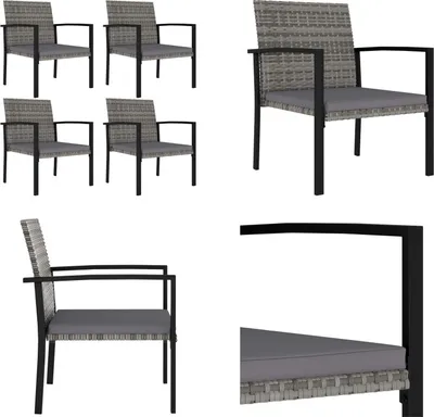 Produktbild von vidaXL Garten Essstühle 4 Stk. Poly Rattan Grau - Essstuhl - Essstühle - Gartenstuhl - Gartenstühle