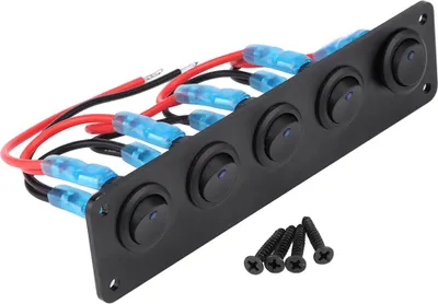 Zdjęcie produktu dla Panel przełączników automatycznych, wytrzymały panel przełączników przełączających 5-pozycyjnych, 12–24-V, przeznaczony do łodzi, kamperów i jachtów