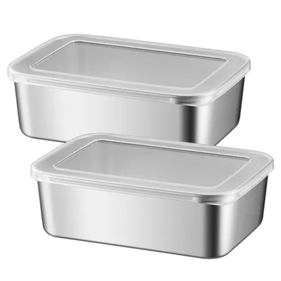Produktbild von Edelstahl Vorratsdosen Frischhaltedose Bento Box große Lebensmittelbehälter Salat Container,(18,2 * 12,9 * 5,9 cm – mit Deckel)