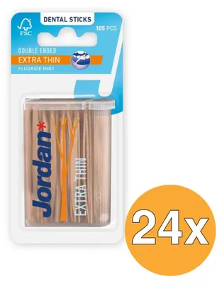 Productafbeelding van 24x Jordan Tandenstoker extra dun (105 stuks)