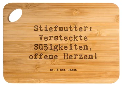 Produktbild von Mr. & Mrs. Panda Frühstücksbrett Spruch Stiefmutter Herzen - Transparent - Geschenk, Geburtstage, Humor, herzerwärmende Sprüche, Brett, Schneidebrett, Bonusmutter, Herz