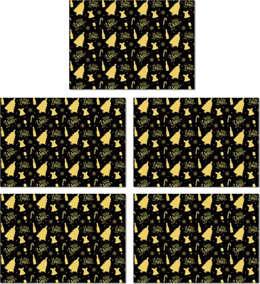 Produktbild von 5 Stück Weihnachtsgeschenkpapier mit Goldfolienmotiven, Weihnachtsbaum- und Blumenstraußmotiven, zum Selbermachen von Geschenkverpackungen