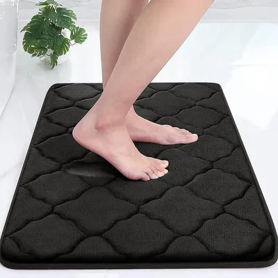 Immagine prodotto di Tappetino da bagno in memory foam antiscivolo, 40x60 cm, nero, morbido, assorbente e lavabile